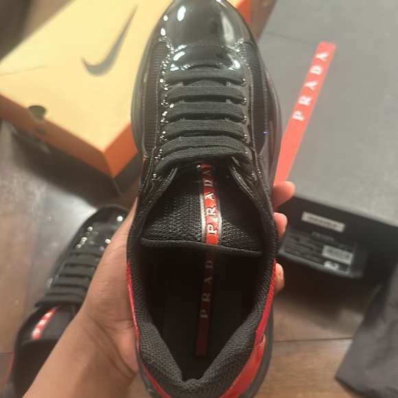 Prada Americas cup low-top sneakers-black and red - Picture 3 of 7